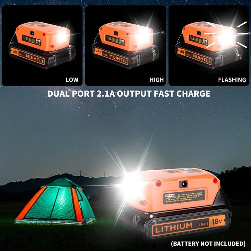 Battery Adapter Charger for Black & Decker 20v Li-ion Battery with LED Light