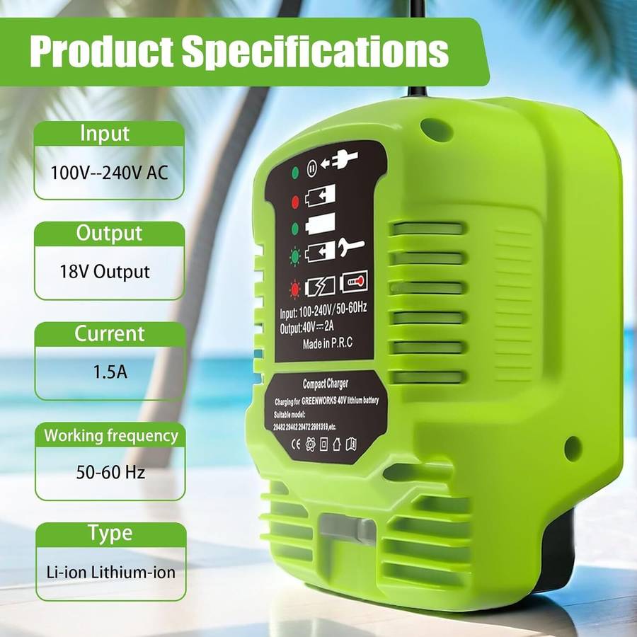 Fast Battery Charger for Greenworks 40V Battery Mini Charger Station with LED