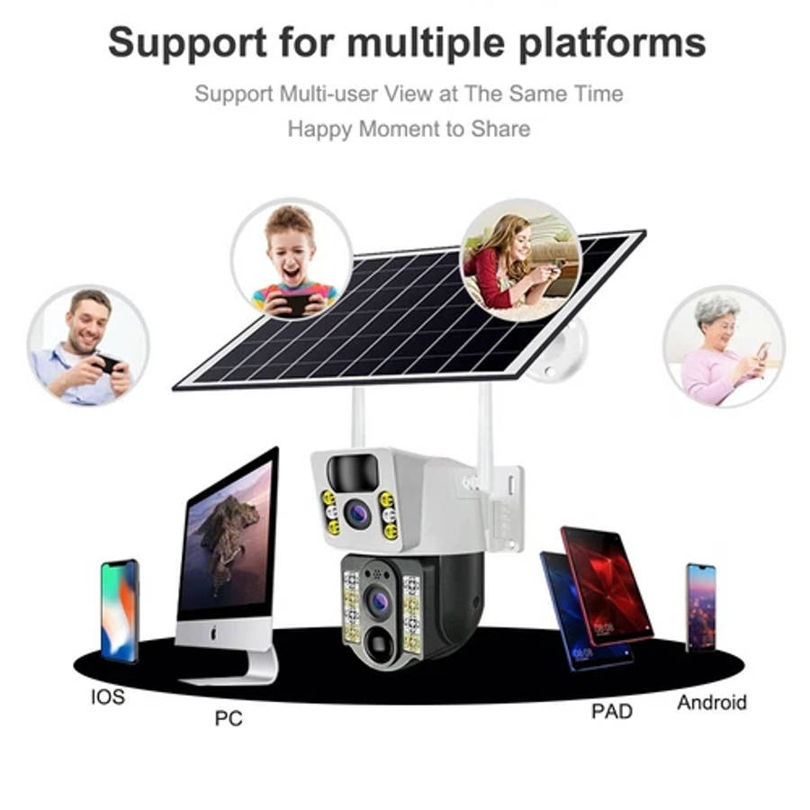 V380 Pro Solar outdoor camera wireless dual lens waterproof 4G 360 CCTV camera