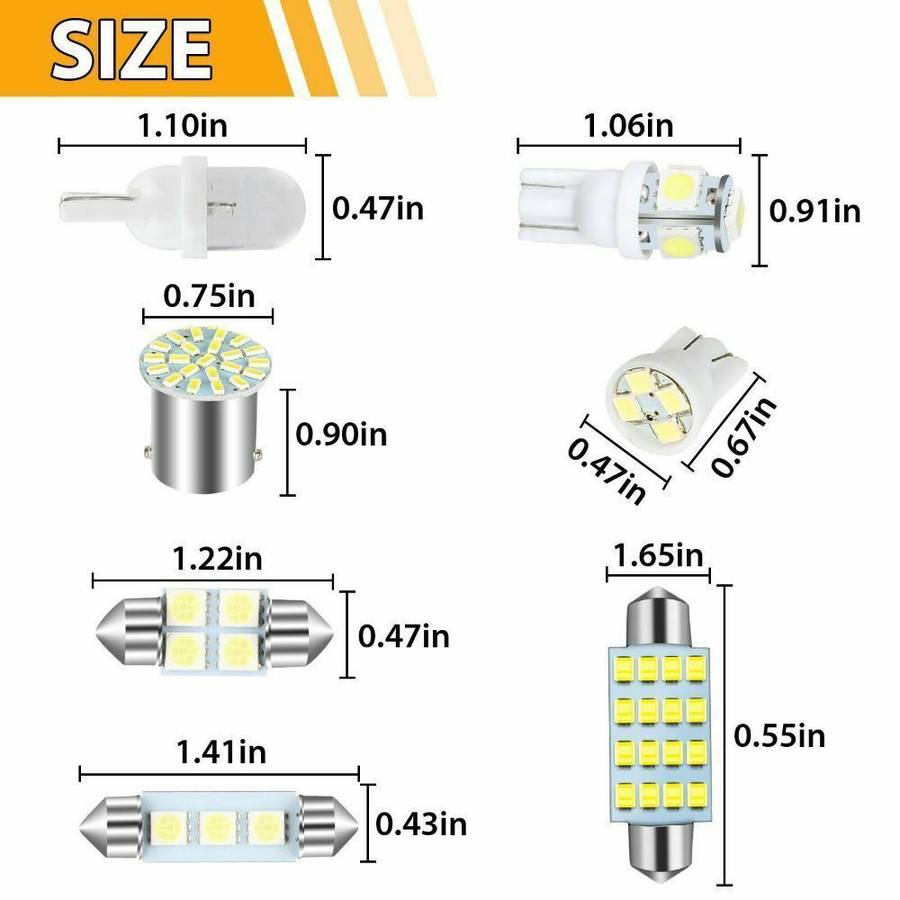 42pcs Car LED Interior White Combo Map Dome Door Trunk License Plate Light Bulbs