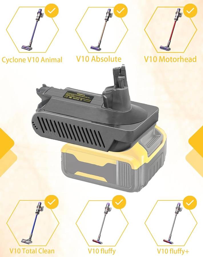 Adapter for Dewalt 20V Li-ion Battery Convert to for Dyson V10 Vacuum Cleaner