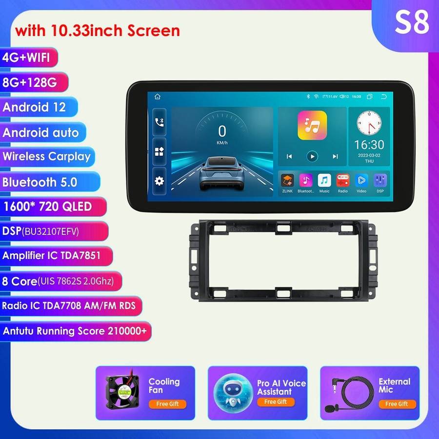 8+128G Android Auto Carplay Radio GPS For Jeep Wrangler Compass Liberty Chrysler