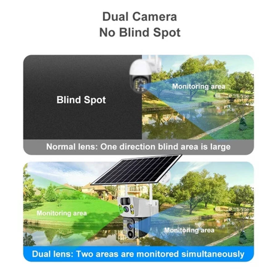 V380 Pro Solar outdoor camera wireless dual lens waterproof 4G 360 CCTV camera