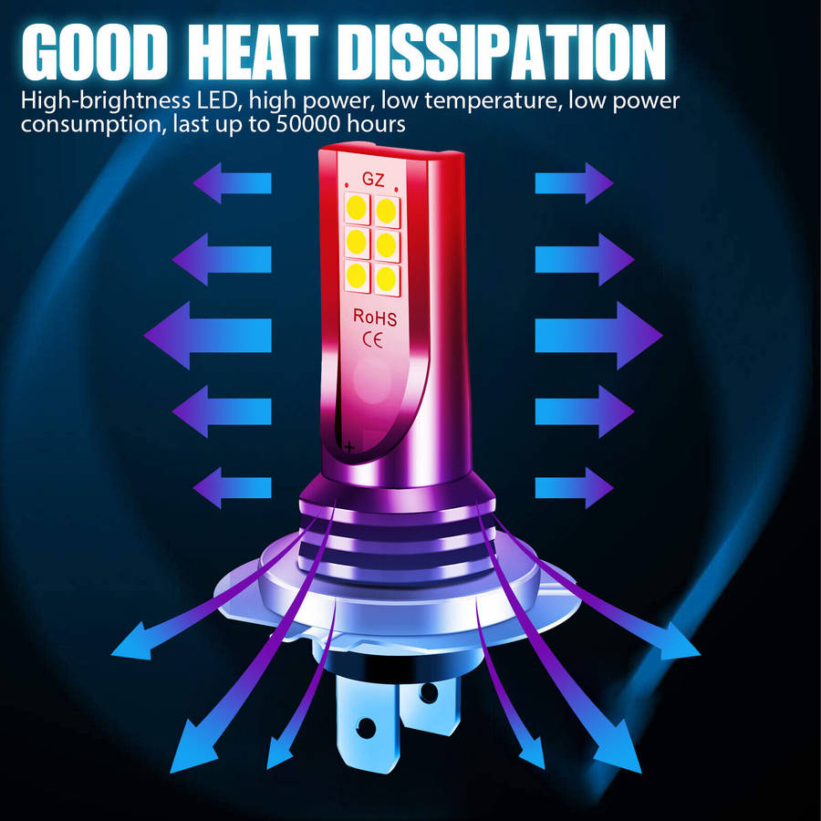 4x H7 LED Headlight Bulb Kit High Low Beam 220W 60000LM Super Bright 6000K White