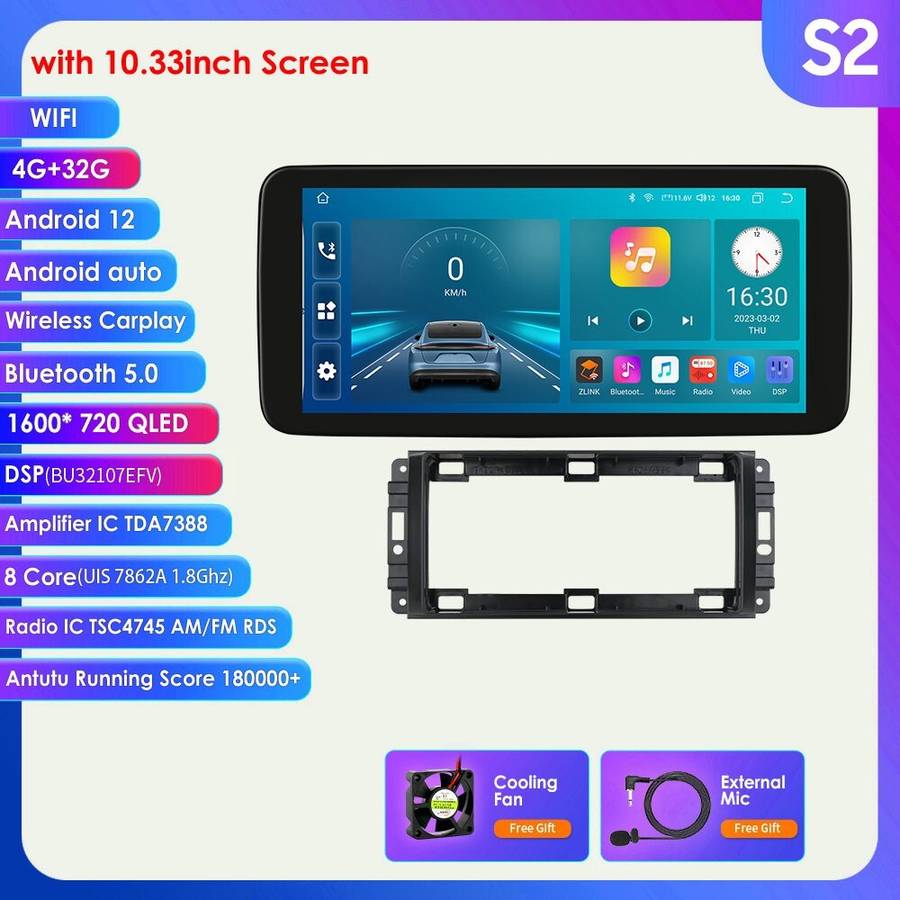 Android13 Auto Carplay Radio 8Core GPS BT For Dodge Jeep Grand Cherokee Wrangler
