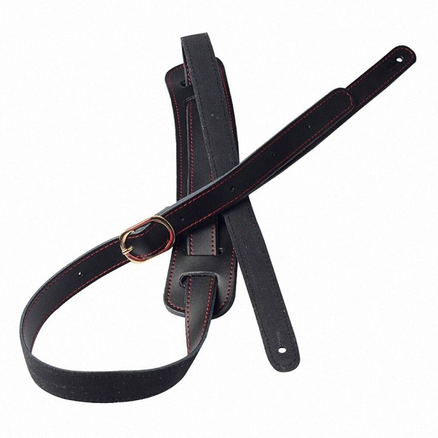 P??P Deluxe Vintage Adjustable Heavy Duty Leather Guitar Strap - Black