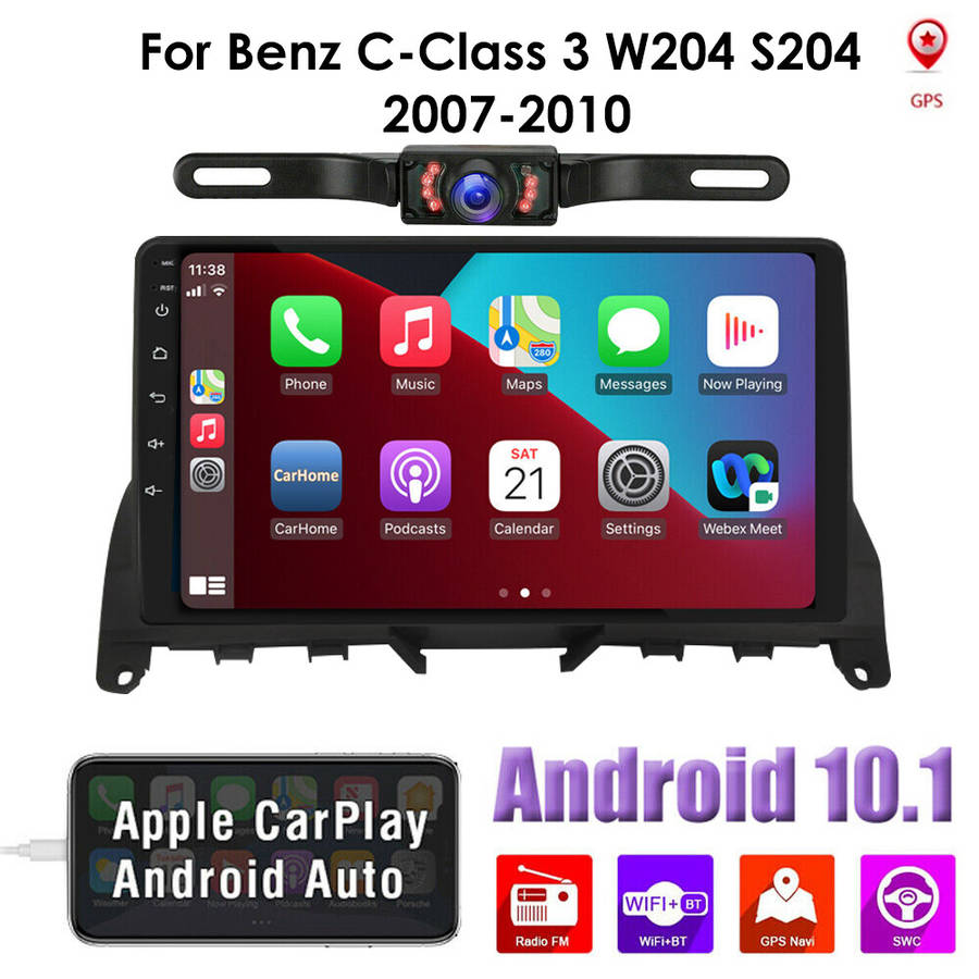 Apple Carplay BT Car Stereo Wifi Android 11 For Mercedes Benz C-Class W204 S204