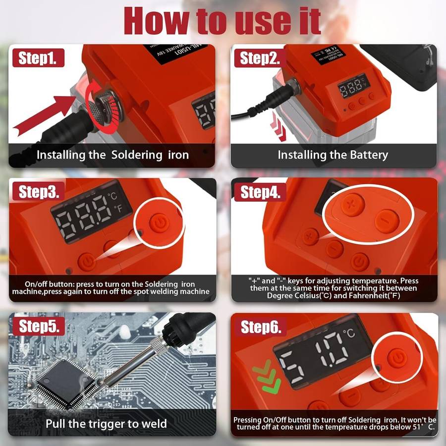 Cordless 60W Electric Cordless Soldering Iron LCD Welding Tool For Einhell 18V