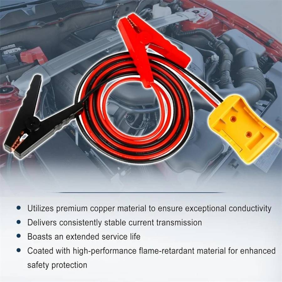 6FT Jumper Cable Clamps For DeWalt 20V Battery Jumper Starter 12AWG Cable