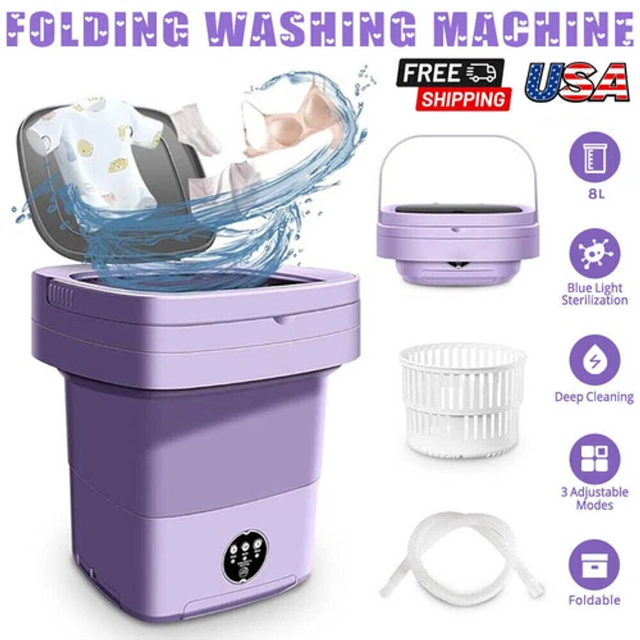 Mini Washing Machine 8L Folding Portable Sterilization Drying Laundry Machines