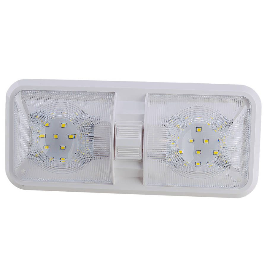 LED Double Dome Light Ceiling Fixture Light For RV Camper Trailer Marine New