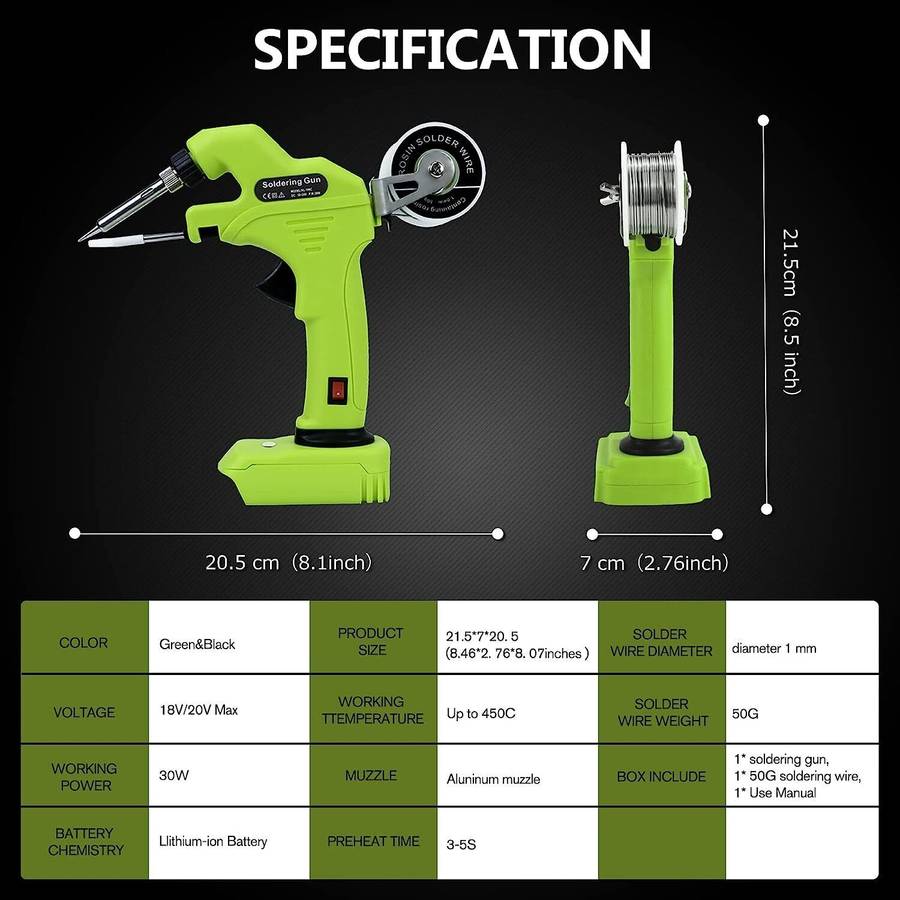 Cordless Portable Solder Iron Gun For Black Decker Welding Tool Li-ion Battery