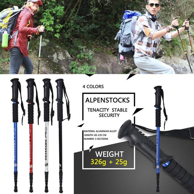 â3-Section Carbon Telescopic Nordic Outdoor Walking Trekking Pole Hiking Stickâçå¾çæç´¢ç»æ