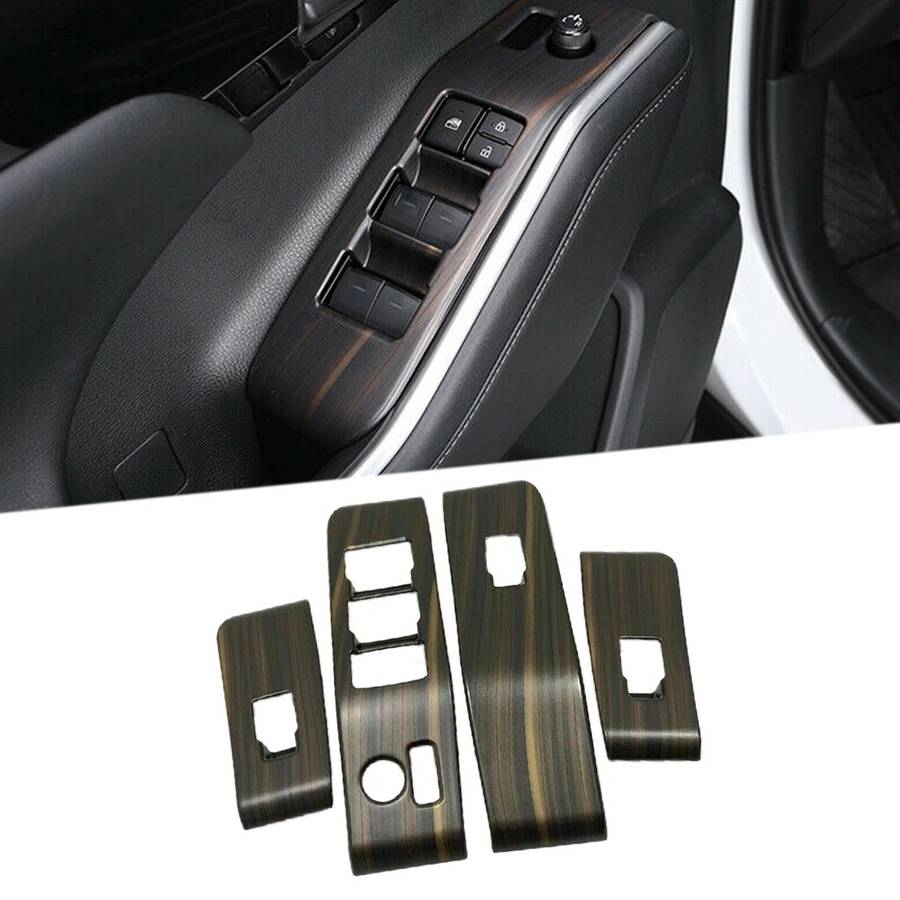 Fit for 2020-22 Toyota Highlander Wood Grain Window Lift Switch Cover Trim 4x