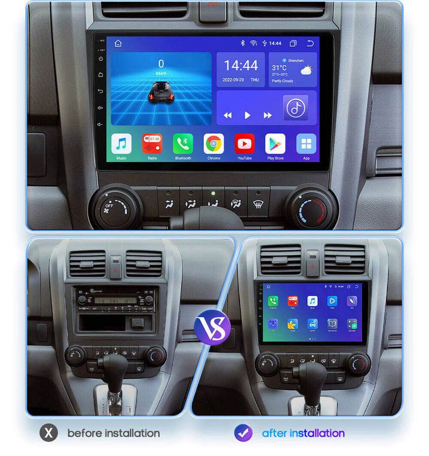 For Honda CRV 2007-2011 Android 12 9'' Car Stereo Radio GPS WiFi Carplay 8-Core