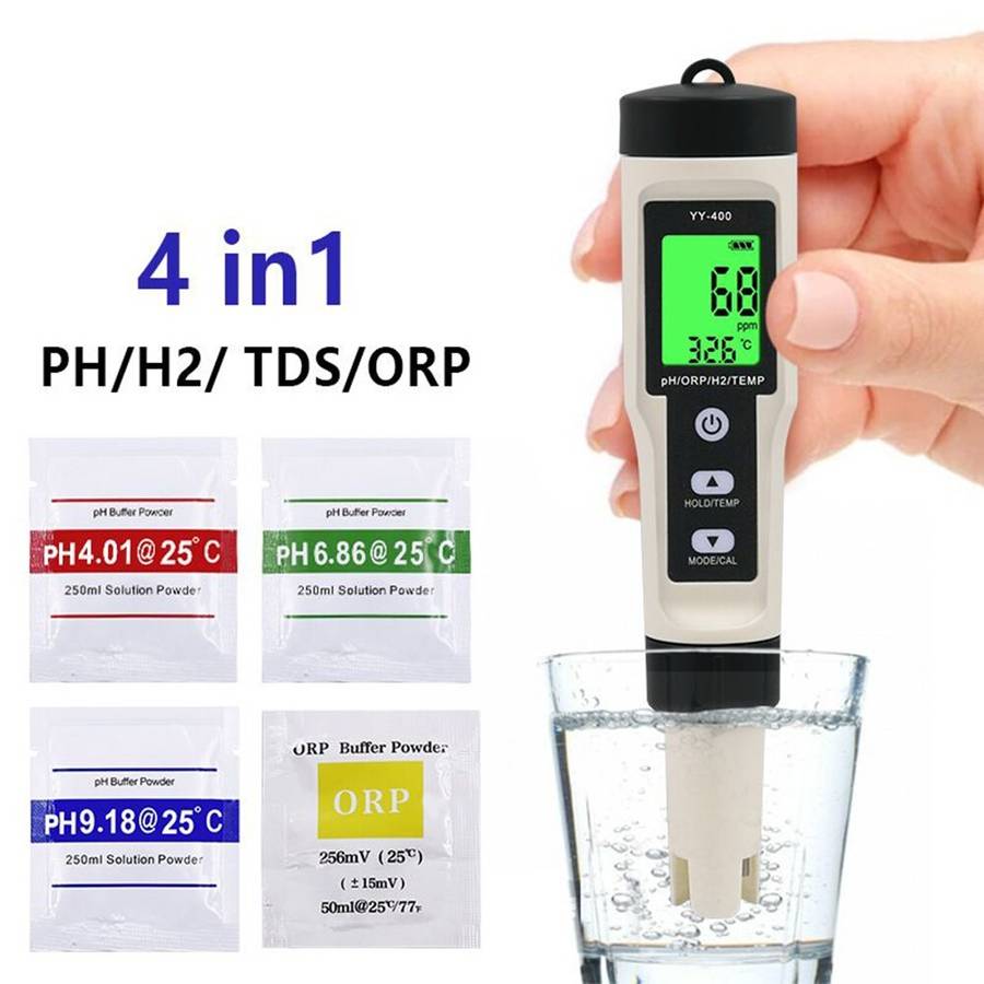 Portable 4 In 1 Hydrogen-Rich Test Pen PH/ORP/TEMP Water Quality Meter Tester RA