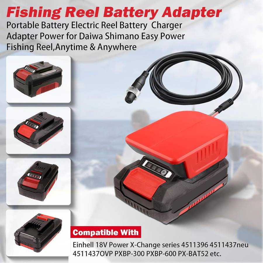 Electric Fishing Reel Batterty Adapter for Einhell 18V Work for Shimano 14.4V