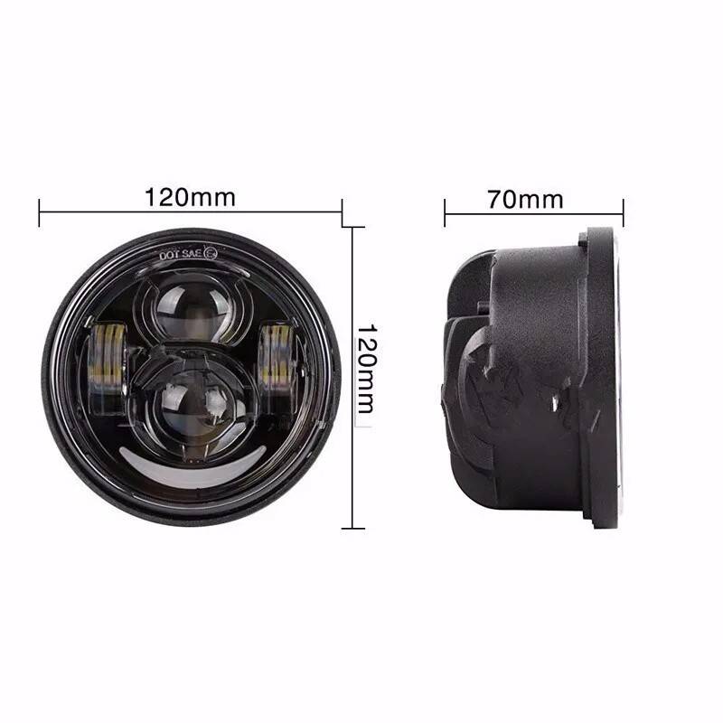 2X 4.65" Dual LED Headlight Hi/Low Beam w/Angel eyes DRL For Harley Dyna Fat Bob