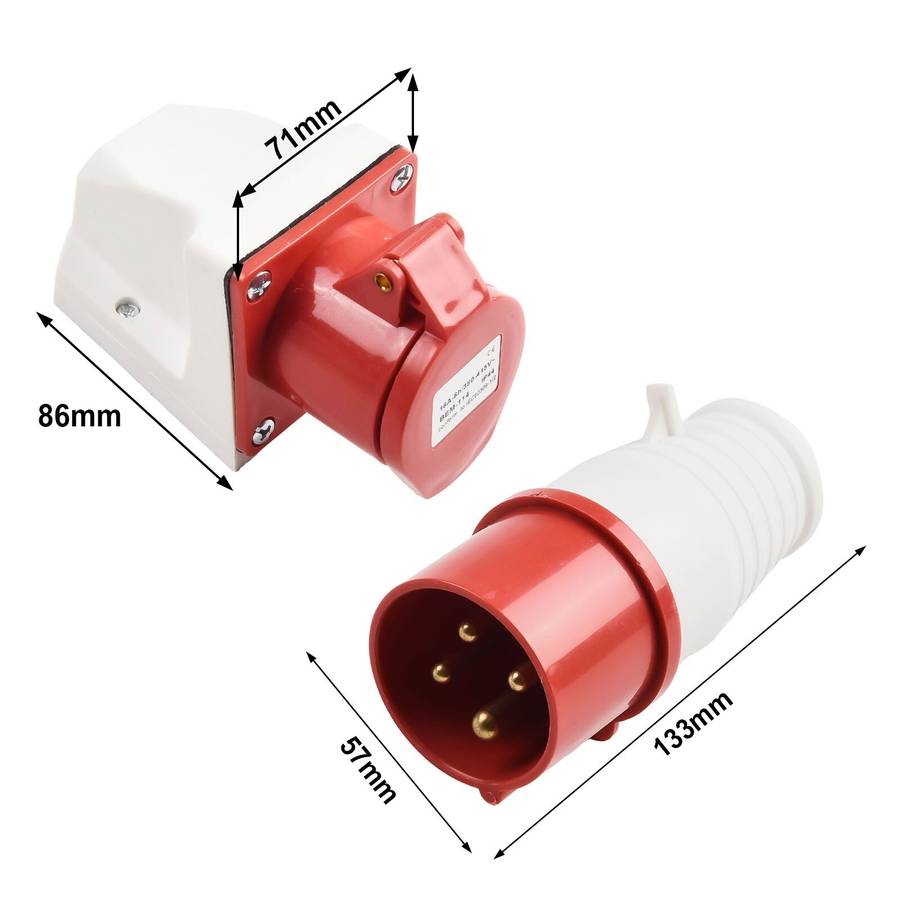 380~415V Industrial Plug And Socket 4core 4P 16A Electrical Connector IP44