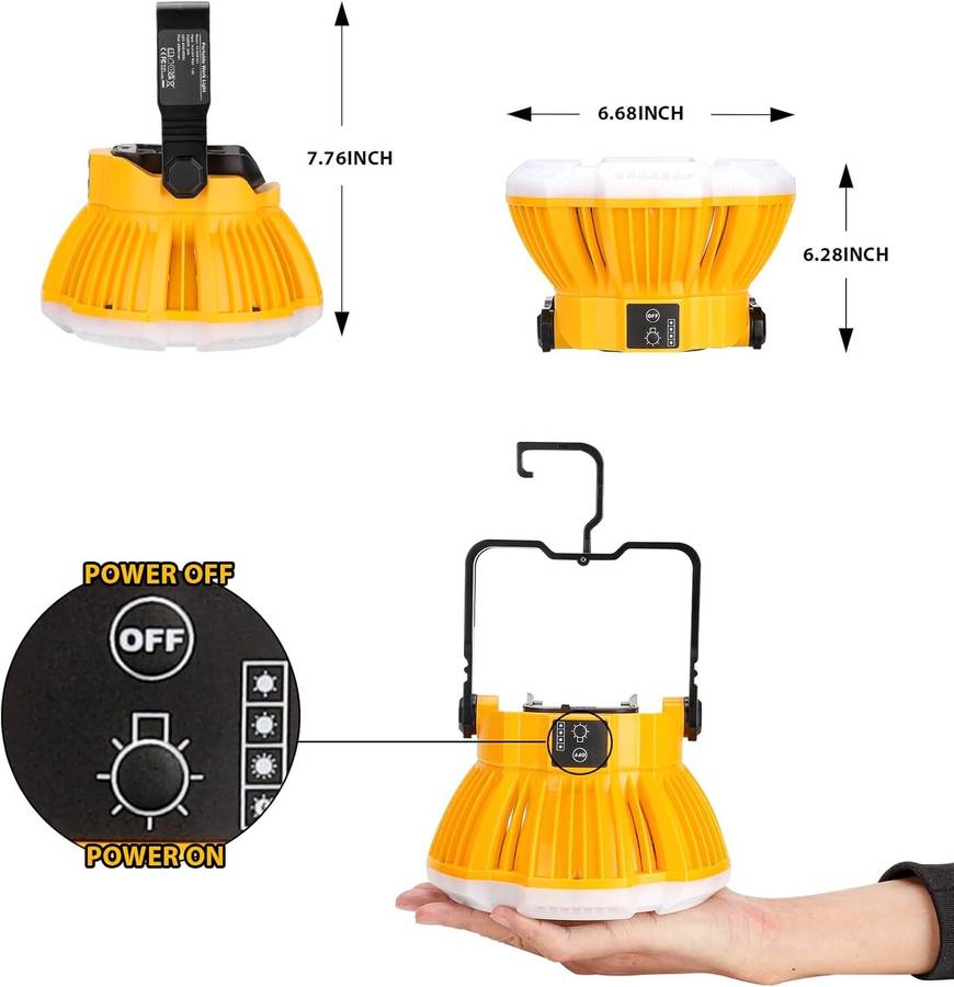 2400LM LED Work Light Cordless Lantern for Camping for Dewalt 18v 20v Battery