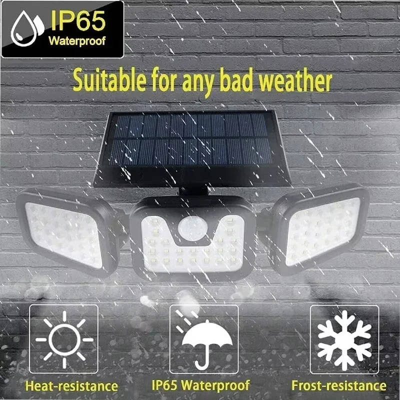 Split Solar Wall Lamp 3 Head Solar Wall Light Outdoor Security Lamp