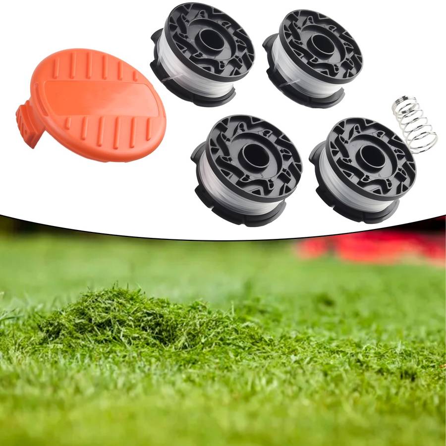 4 Pack Trimmer-Spool & Cap & Spring Set For Black & Decker LST300 LST400 LST420