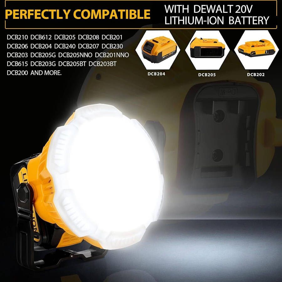 2400LM LED Work Light Cordless Lantern for Camping for Dewalt 18v 20v Battery