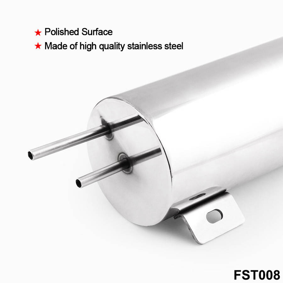 3" x 10" Polished Stainless Steel 32 oz Radiator Overflow Tank with Bottle Tank
