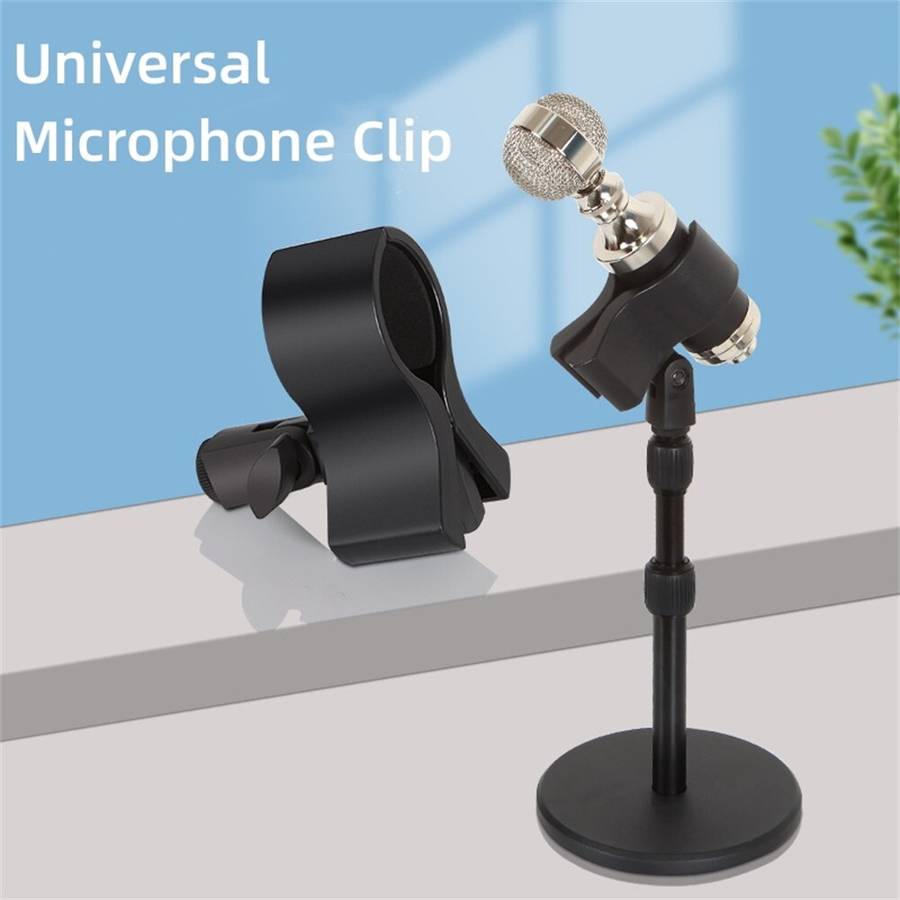 Large Microphone-Clip Clamp Holder With 3/8 Adapter For 3.2-6.8CM Mic