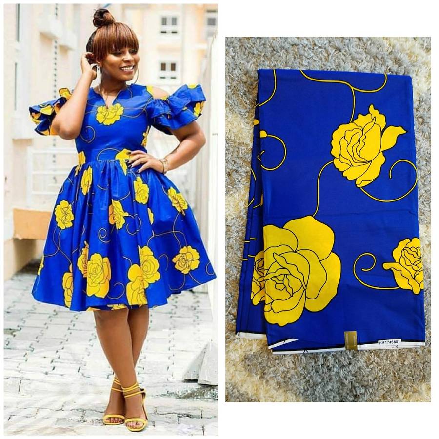 Blue And Yellow Ankara Fabric, African Clothing, African Fabric, African Fabric in yard, African