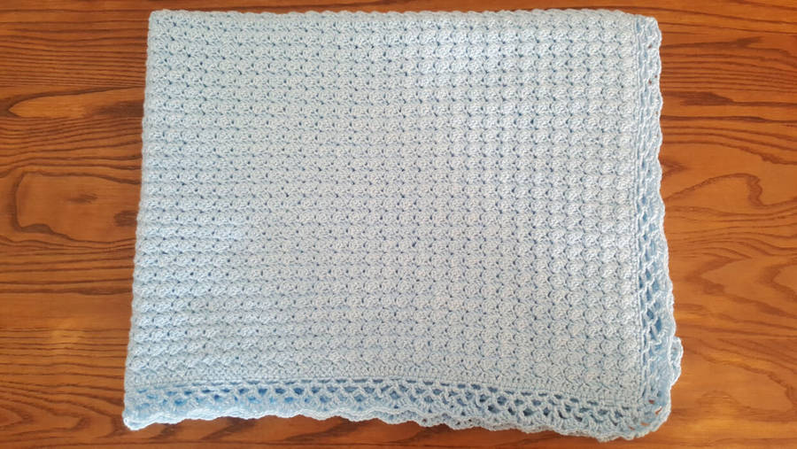 80 x 100cm Baby Blue Crochet Baby Blanket | 4-Ply Baby Wool