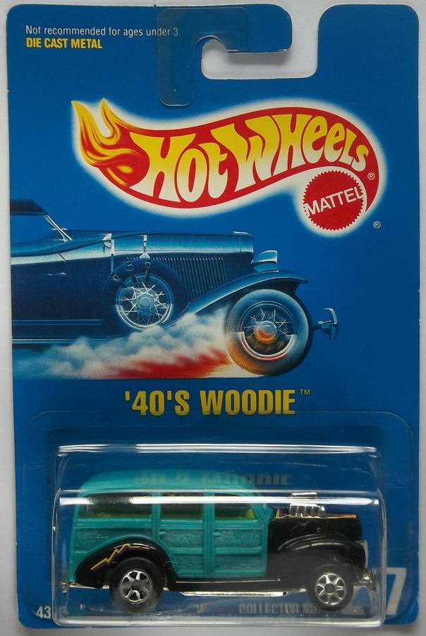 Hot Wheels 1940's Ford Woodie Matchbox Scale Vintage Die Cast 1991 Model Car (29 Years Old)