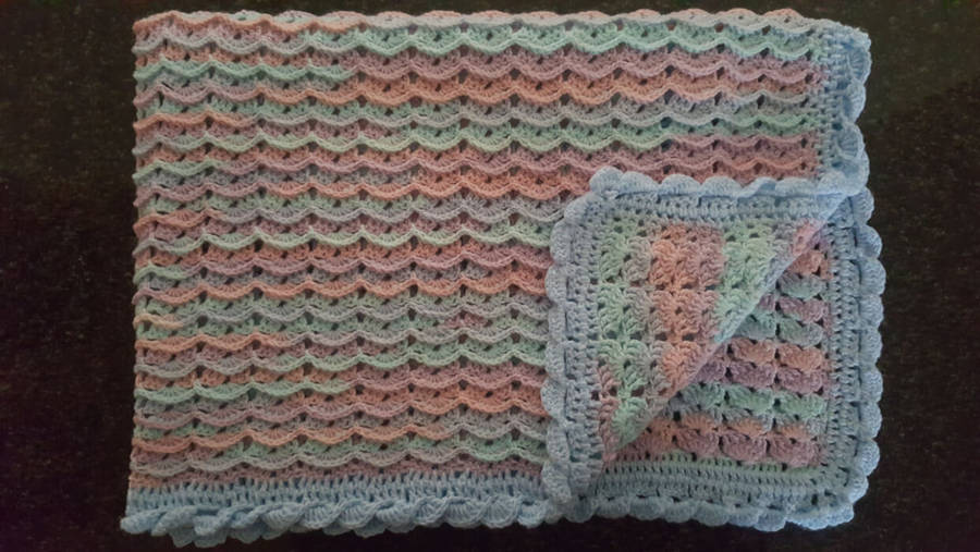 70 x 100cm Multi-Coloured Pastels Crochet Baby Blanket | 4-Ply Baby Wool