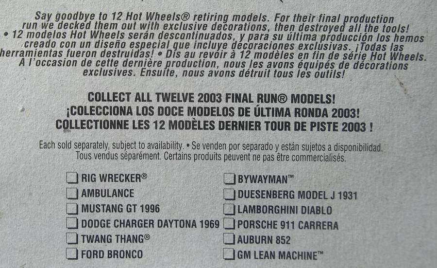 Hot Wheels FINAL RUN Lamborghini Diablo (LAST RUN) 2003 HOTWHEELS Like Matchbox SEALED