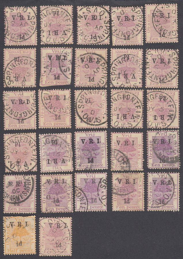 27 Orange Free State Stamps 1900 BOER WAR SPRINGFONTEIN Cancel SOUTH AFRICA