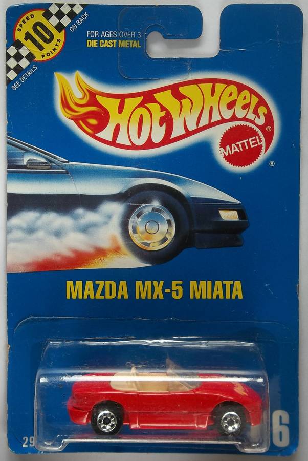 Hot Wheels Mazda Miata MX-5 Matchbox Scale Vintage 1991 Sealed on Card Die Cast