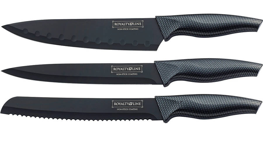 Royalty Line 3-Piece Non-Stick Coating Knife Set - Black (READ THE DESCRIPTION)
