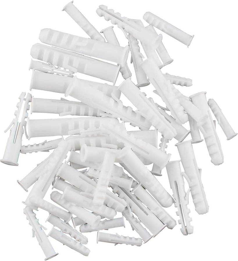 Wall Plug, White, 5mm x 25mm, 50 Pieces (Pack of 2)