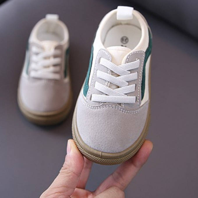 Olive Tree-Kids Classic Canvas Shoes Lace With Easy Velcro Strap-Beige-EU26