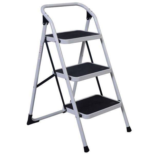 Home Use 3-Step Short Handrail Iron Ladder Garden+ | Folding stool ...