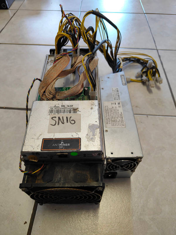 Bitmain Antminer S9 (13 to 14 Ths) Bitcoin (BTC) Miner + power supply