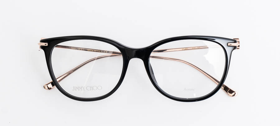 Jimmy Choo Ladies RX Prescription Frames (JC-263 807) Shiny Black - Rose gold Glasses