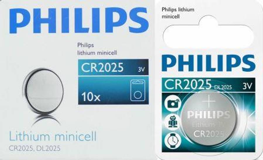 Philips Minicells Battery CR2025 Lithium Sold as Box of 10