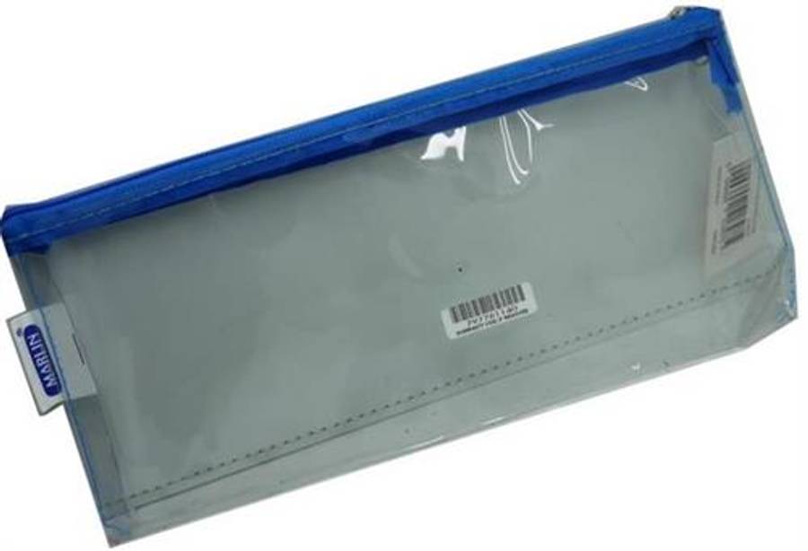 Marlin Clear PVC 23cm Pencil Bag Blue Zip 23cm x 11cm