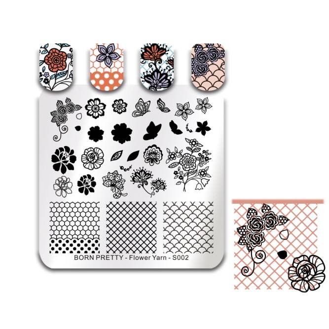 Flower Yarn S002 Square Stamping Plate