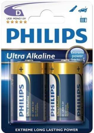 Philips Ultra Alkaline Battery LR20E2B 2 x Type D