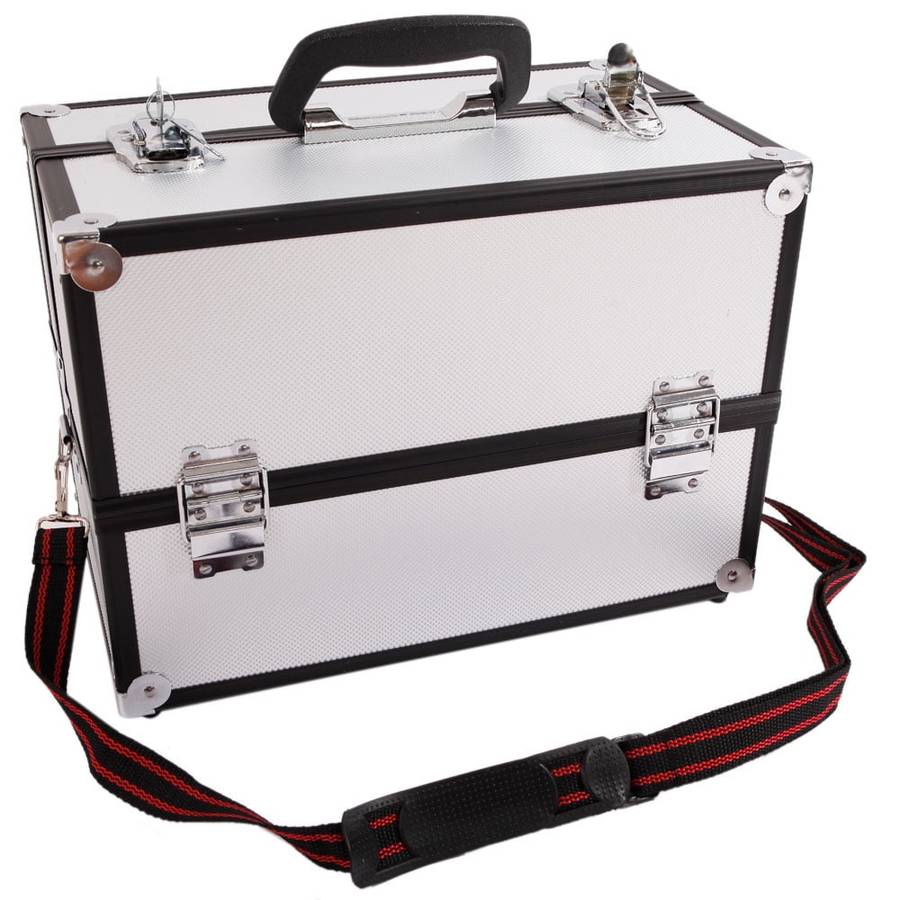 Pro Aluminum Makeup Train Case Jewelry Box Travel Cosmetic Organizer Case