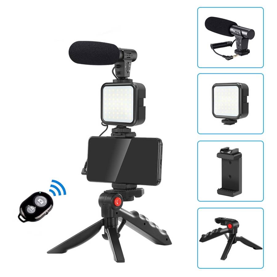 Vlogging Kit for Video Making, Mic, Mini Tripod Stand, LED Light plus Remote ( Youtube or TikTok )