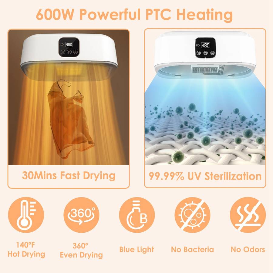 Portable Clothes Dryer Teqhome Mini Dryer Machine with Remote for Small Light Clothes Quick and Easy