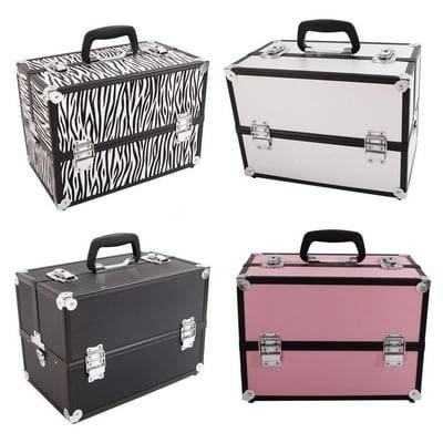 Pro Aluminum Makeup Train Case Jewelry Box Travel Cosmetic Organizer Case